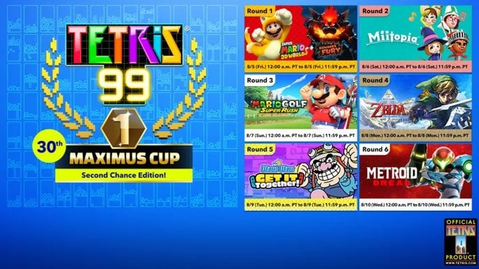 It's a revival! Compete to unlock iconic themes in the next Tetris 99
MAXIMUS CUP!